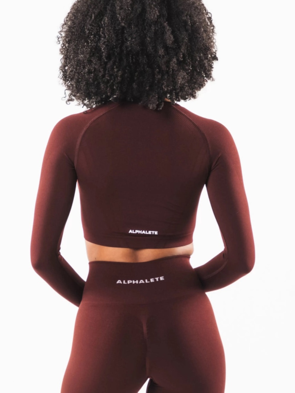Alphalete Burgundy Long Sleeve Stratus Maroon Seamless Workout Top
